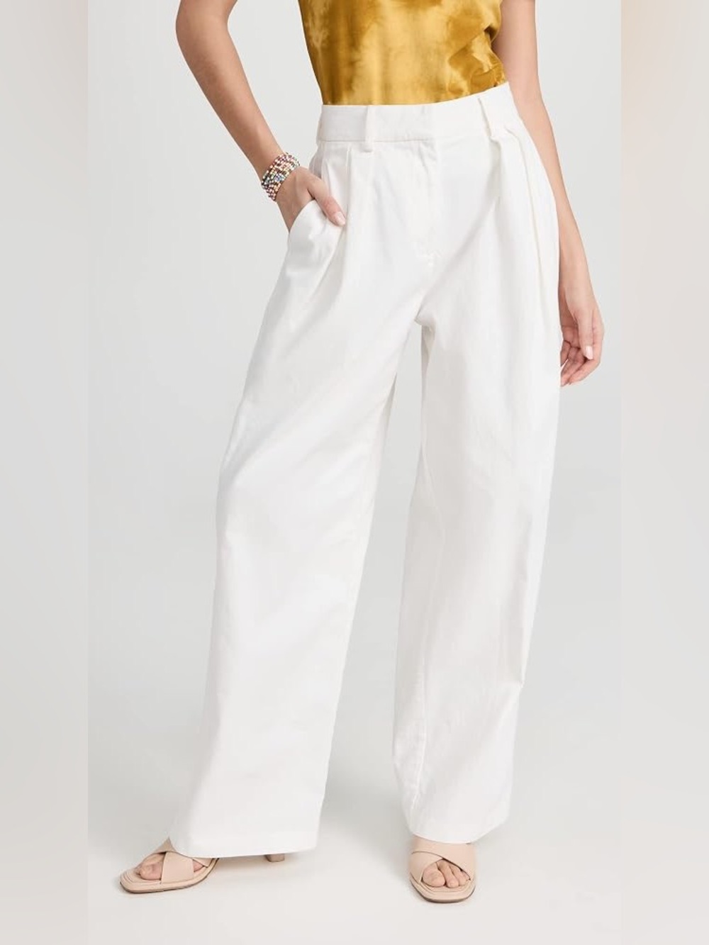 Staud Luisa Cotton Trousers Pants Cotton Off White